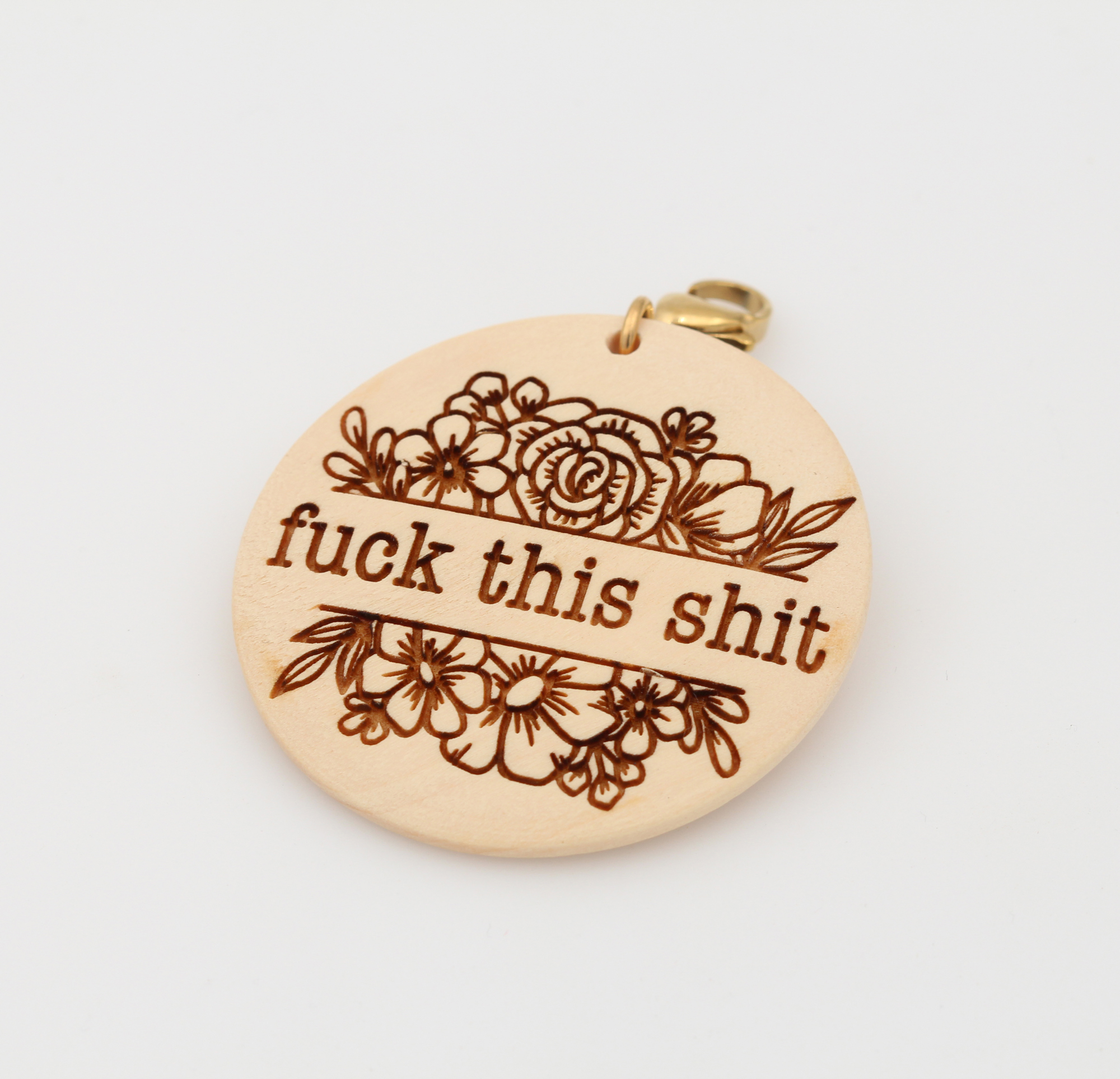 Olive Wood Keychain Wristlet With Engraved Disc Jane